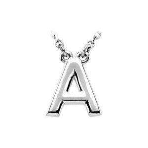 14K White Gold, Kendall Collection, Block Initial A Necklace, 16 Inch